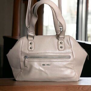 Nine West Satchel Handbag with Crossbody Strap in Nude Medium Size